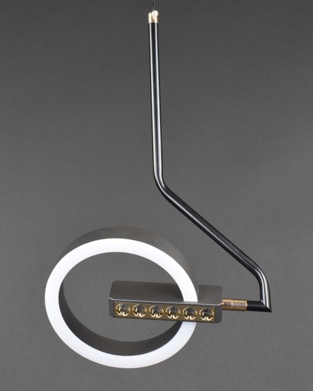 Люстра світлодіодна підвісна LED світильник для квартири на стелю лед 27940 Чорний 50-110х17х24 см. | Зображення 9