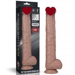 Фалоімітатор - Dual Layered Bendable Silicone Cock XXL 14.5'' Flesh Sex Aura