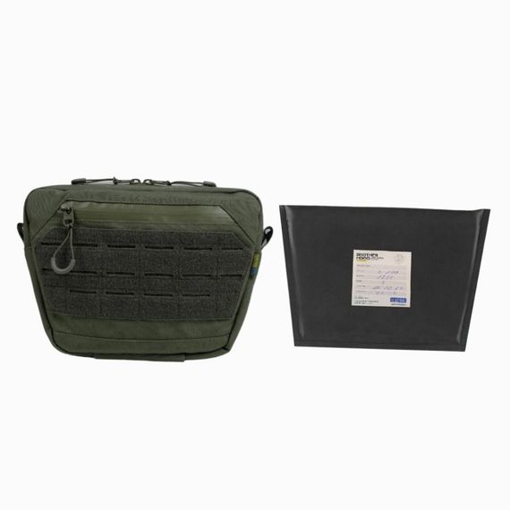 Сумка-напашник XL  GU Cordura олива + балістичний пакет 2 класу  STANAG 2920 V-50 = 744,5 м/с