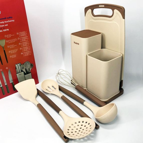 Кухонные наборы на подставке Magio MG-1097I, Набор силиконовых форм для кухни, Кухонные AQ-236 приборы силикон | Зображення 8