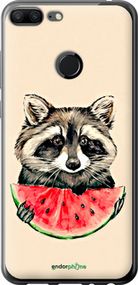 Чохол на Huawei Honor 9 Lite Єнотик з кавуном "4605t-1359-2448"