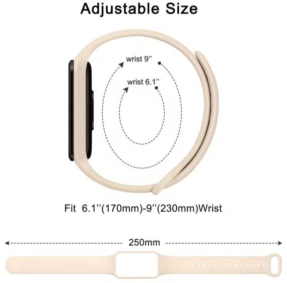 Ремешок Xiaomi Mi Smart Band 8 Active/Redmi Smart Band 2 бежевый | Зображення 4