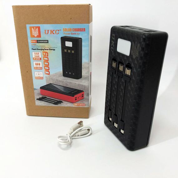 Портативна мобільна зарядка (Павербанк) POWER BANK SOLAR 60000MAH, переносний акумулятор FP-198 для телефону | Зображення 4