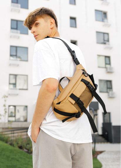 Большая мужская сумка бананка Sambag DynamicDart бежевая 38 × 21 × 7 см (80411026m) | Зображення 1