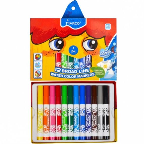Набір фломастерів Marco Super Washable 1632-12CB 12 кольорів