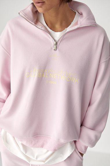 Теплий спортивний костюм з написами - пудра цвет, S/M (є розміри) | Зображення 3