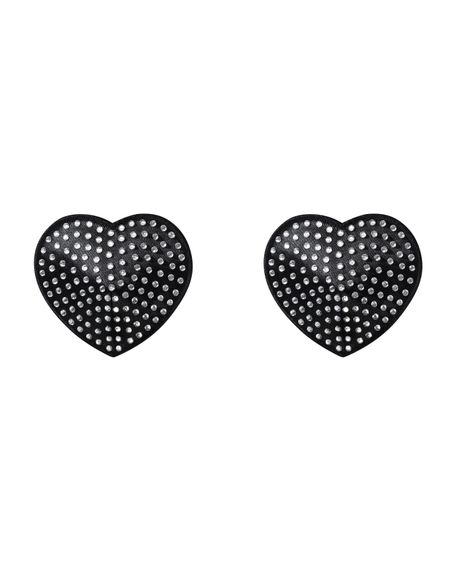 Накладки-сердечки на соски со стразами Obsessive A750 nipple covers, черные | Зображення 2