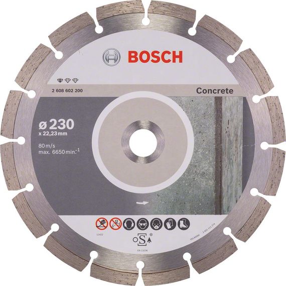 Диск алмазний Bosch Standard for Concrete 230-22.23, по бетону (2.608.602.200)
