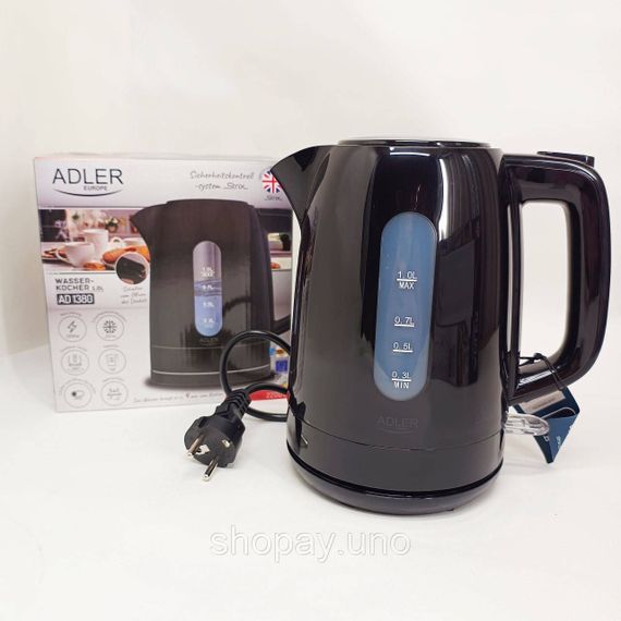 Електричний чайник з індикатором роботи Adler AD 1380b 1л 2200Вт, Потужний чайник для кип'ятіння SE-28 | Зображення 5