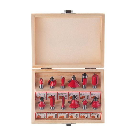 Набір фрез для деревини, 12 од. INTERTOOL HT-0071 | Зображення 1