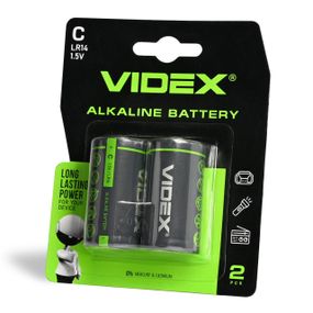 Щелочная батарейка Videx LR14/C, 2 шт., в блистере