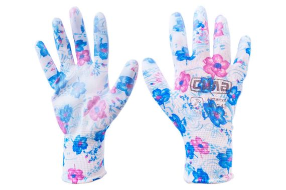 Перчатки с полиуретановым покрытием р8 (голубые садовые манжет) НЕЗАБУДКИ СИЛА | Зображення 2