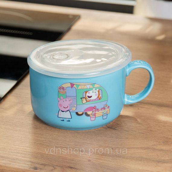 Миска для локшини порцелянова 770 мл із герметичною кришкою, блакитна HP-15-15 | Зображення 3