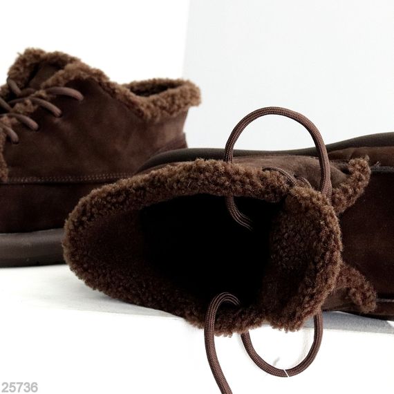 Стильні зимові низькі замшеві черевики колір Шоколад | Зображення 2