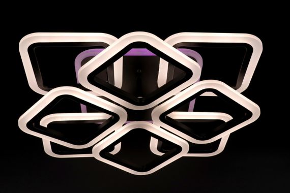 Люстра світлодіодна стельова LED світильник для квартири на стелю лед з пультом 25753 Чорний 11х50х50 см. | Зображення 8