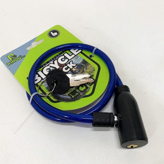 Замок велосипедний KIHUU LOCK 801, 8*65 тросовий, 2 ключі. Колір: синій BE-15