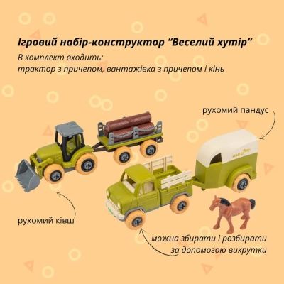 Ігровий набір Otamanko Веселий хутір (трактор із причепом, вантажівка з причепом і кінь) (8832) | Зображення 8