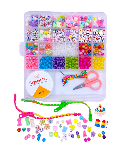 Набор резинок для плетения браслетов Loom Bands 1500 шт 2 яруса кейс с бисером бусинами и аксессуарами | Зображення 1