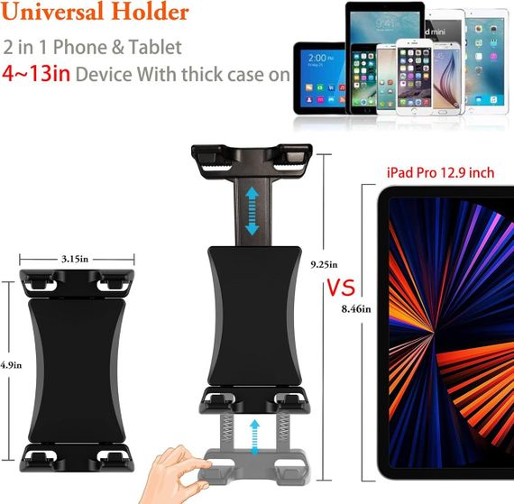 Держатель для микрофонной тарелочной стойки для iPad планшета смартфона 4″-13.5″ для журавля нотного пюпитра | Зображення 5