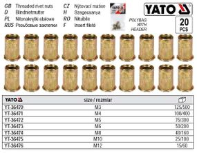 Набир нютогайка сталева YATO Польща М3 l=9 мм 20 штук YT-36470