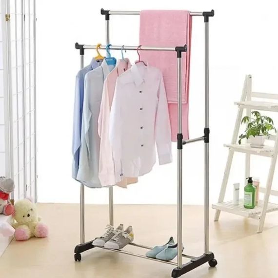 Стійка для одягу Double Pole Pro, Телескопічна подвійна вішалка   знижка | Зображення 1
