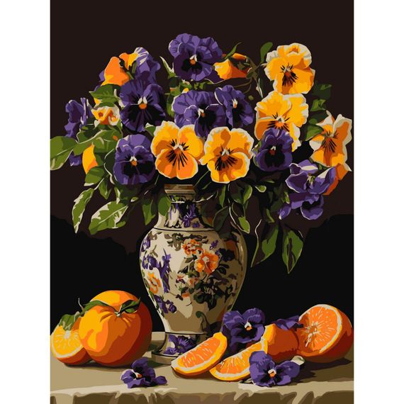 Картина по номерам "Изящные Анютины глазки" KHO3293 30x40 см