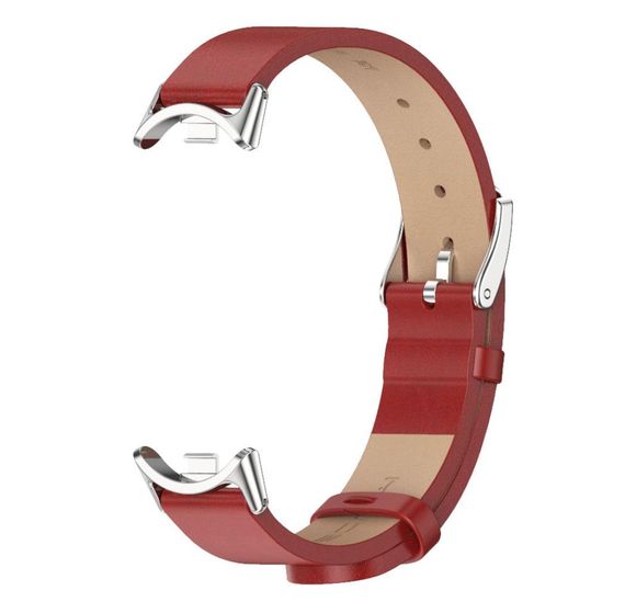 Шкіряний ремінець Mijobs для фітнес браслета Xiaomi Mi Smart Band 8 - Red&Silver | Зображення 1