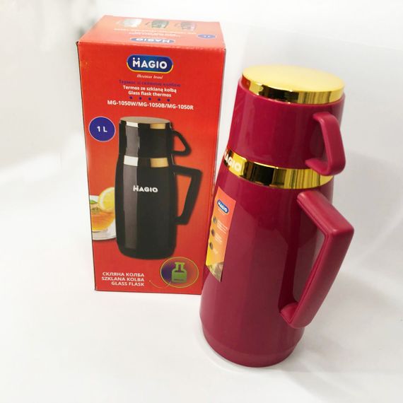 Термос Magio MG-1050R зі скляною колбою, Термос для питної води, Термос із нержавіючої сталі. Колір: червоний | Зображення 6