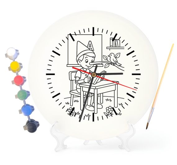 Детский набор для творчества часы-раскраска Приключения Пиноккио (по мотивам романа Карло Коллоди) 30 см (Г0010)