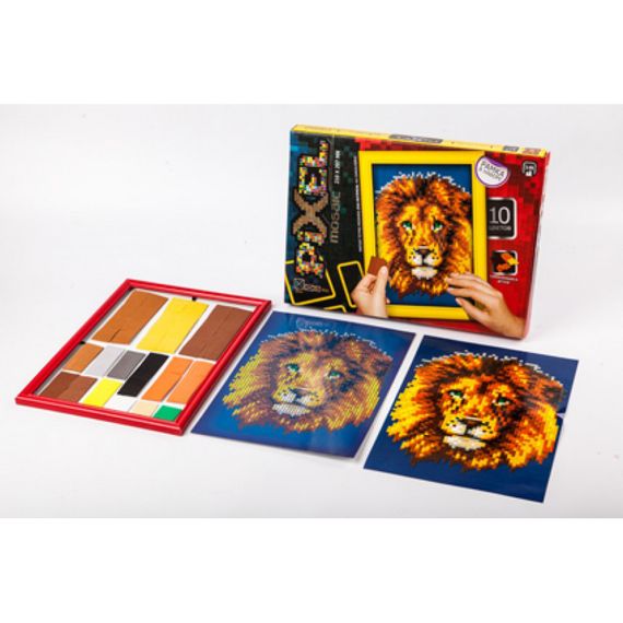 Набор для творчества "Мозаика Пиксель: Лев" РМ-01-06, 21х29,7 см, рамка в наборе | Зображення 1