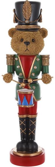 Статуетка декоративна "Ведмедик на варті" 45см з LED-підсвічуванням, зелений з червоним КОПІЯ