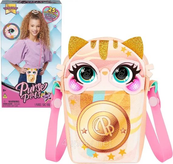 Інтерактивна сумочка на пояс зі світлом Кішка Purse Pets Catpuchino Interactive Pet Toy & Girls Crossbody Bag
