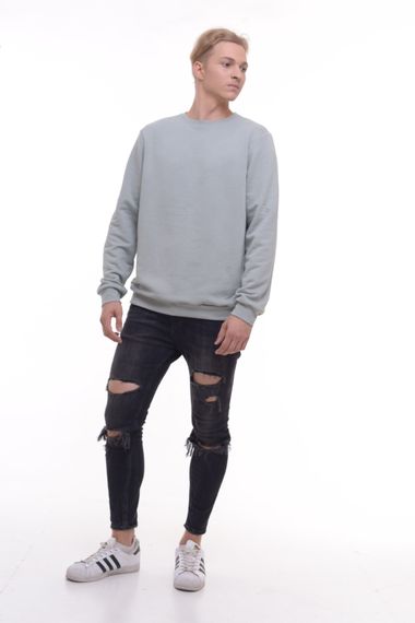 Світшот для чоловіків однотонний сіро-зелений, 3XL | Зображення 2