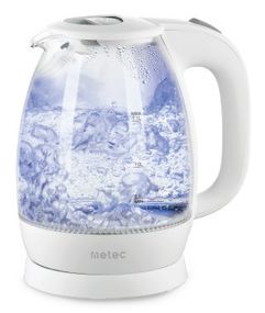 Электрочайник EK-03GW 1.7л, 1850-2200Вт, корпус стекло, белый Metec