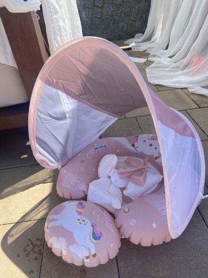 Дитячий надувний круг плотик для плавання Рожевий Єдиноріг | Зображення 2