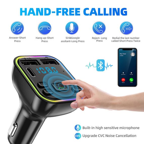 Модулятор FM,2 USB,1-Type C Car Fm player G39 | Зображення 2
