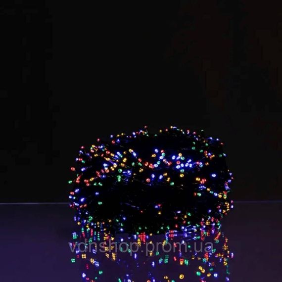 Новорічна гірлянда вулична 30 м 300 LED з сонячною батареєю чорний провід Мультиколір SB300L30MBML | Зображення 1