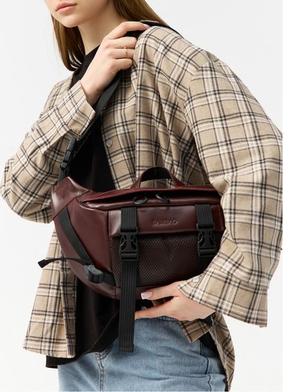 Велика жіноча поясна сумка бананка Sambag DynamicDart марсала 38 × 21 × 7 см (80411120) | Зображення 2