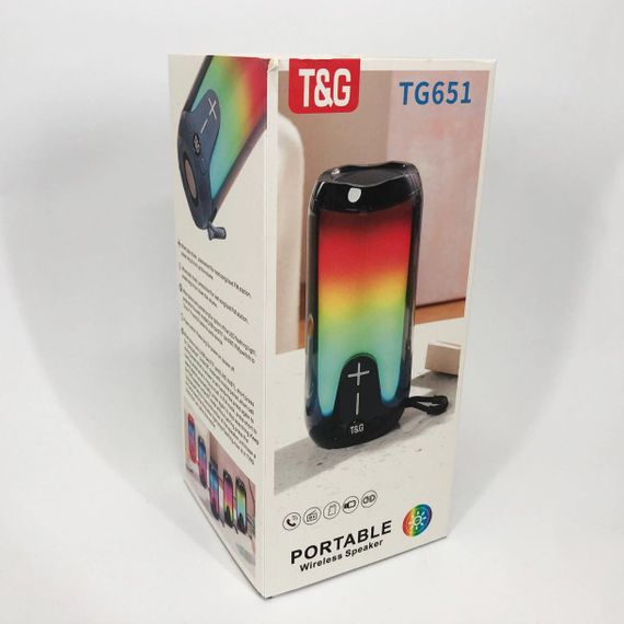 Bluetooth-колонка TG651 з RGB ПІДСВІТКОМ, акумуляторна колонка для музики, для вечірки. Колір: синій | Зображення 3