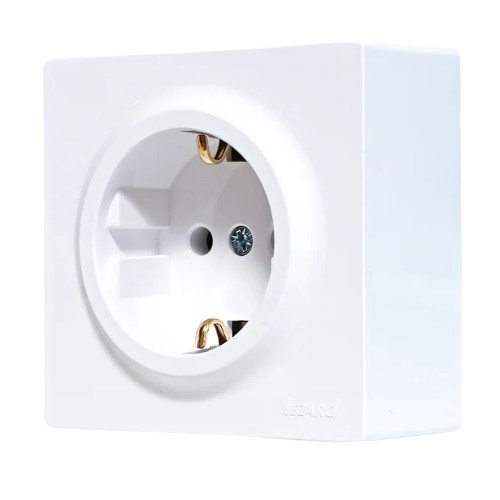 LETO білий Розетка зовнішня із заземленням Лезард