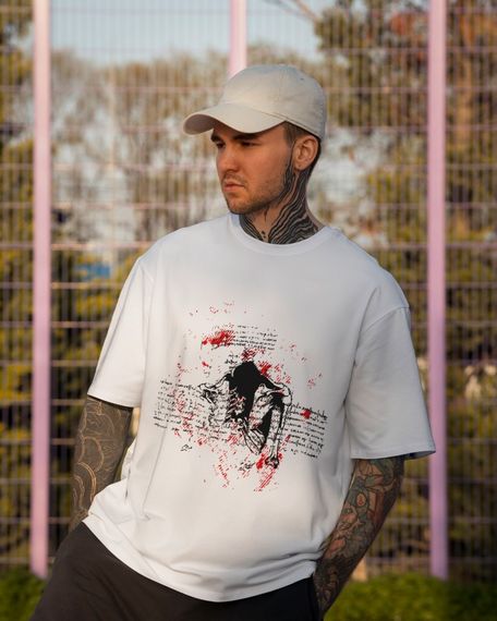 Oversize футболка з принтом Blood & Ink біла