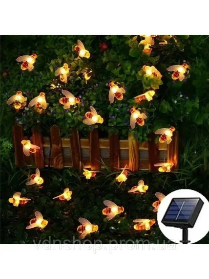 Сонячна гірлянда "Бджілки" 30 ламп 4,5 м, теплий-білий | Зображення 2