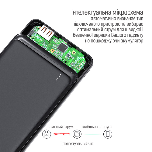 Павербанк 10000 mAh ColorWay CW-PB100LPG3BK-PD 18W QC+PD slim світлодіодний індикатор чорний | Зображення 5