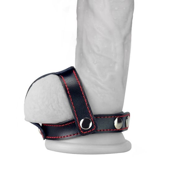 Бондаж на пеніс та мошонку TSTYLE LEATHER COCKRING WITH BALL Sex Aura | Зображення 1