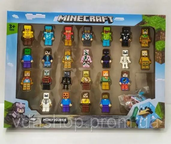 Набор минифигурок Minecraft 24 шт с оружием – подарок для фанатов игры Майнкрафт | Зображення 3