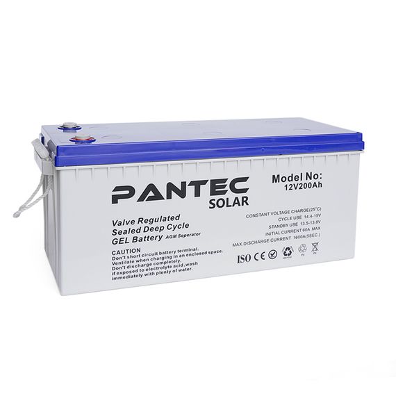 Акумуляторна батарея PANTEC  200-12 GEL 12V 200 Ah (522 x 240 x 224), 60.3 kg Grey Q1/48 | Зображення 1