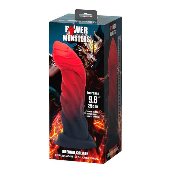 Фаллоимитатор силиконовый Power Monsters Infernal Goliath на присоске, красно-черный, 25 см Sex Aura | Зображення 6