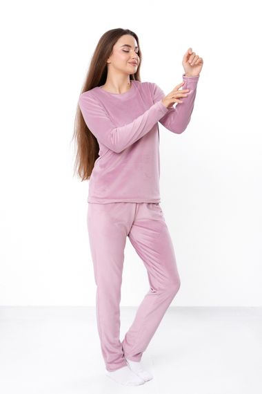 Велюрова жіноча піжама (кофта та штани)  однотонна Носи своє 52 Пильний рожевий (p-5489-217879)