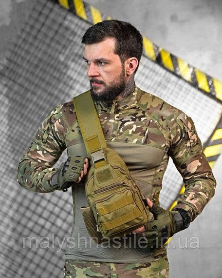 Армійська нагрудна сумка рюкзак з USB портом Захисник coyot ДЛ7536