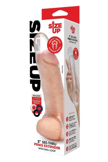 Насадка з ерекційними кільцями, що подовжує, SIZE UP прозора Sex Aura | Зображення 5